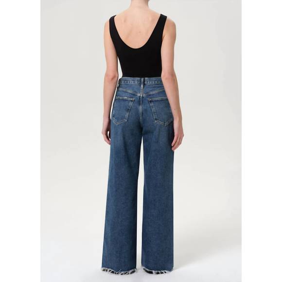NEW AGOLDE dame high rise wide leg cut hem jean in control - Picture 3 of 4